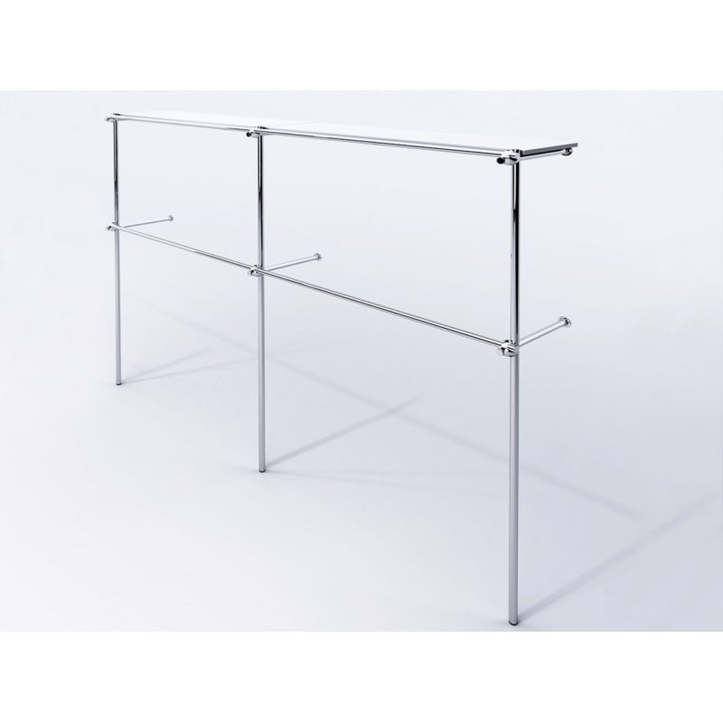 Stojak odzieżowy, sklepowy, z półką, chrom