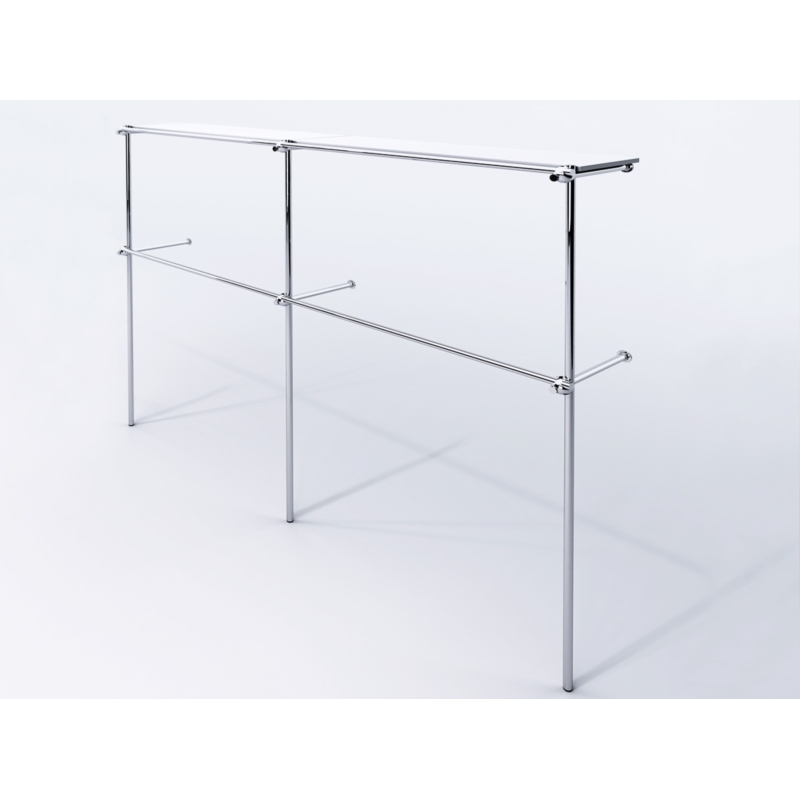 Wieszak odzieżowy stojak do sklepu, z półką, chrom