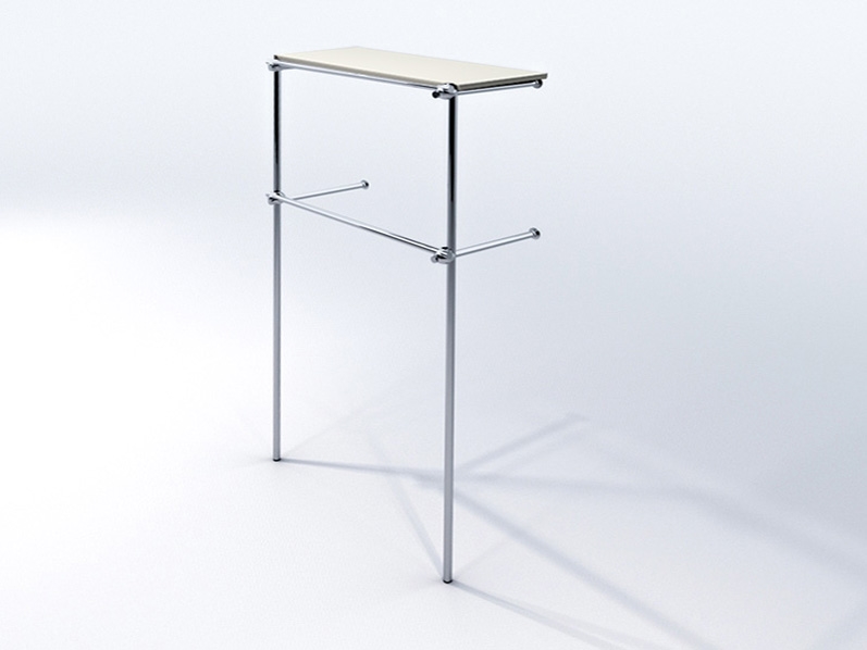 Wieszak sklepowy, dwupoziomowy z półką, chrom