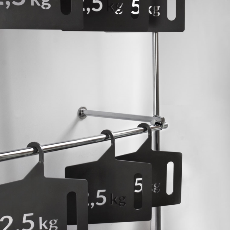 Wieszak sklepowy, dwupoziomowy z półką, chrom