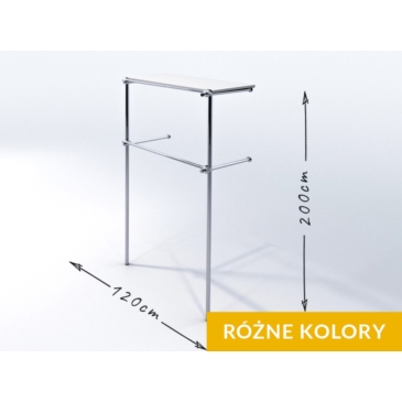 Wieszak sklepowy, dwupoziomowy z półką, chrom