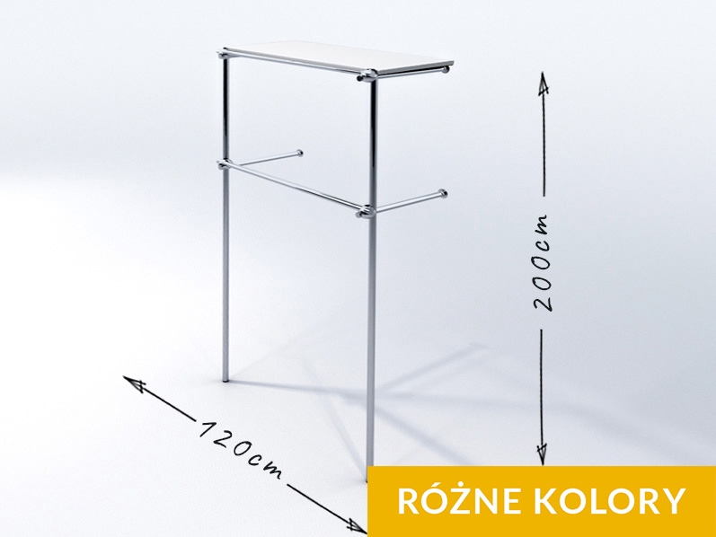 Wieszak sklepowy, dwupoziomowy z półką, chrom