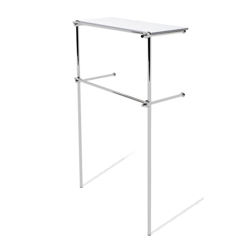 Wieszak sklepowy, dwupoziomowy z półką, chrom