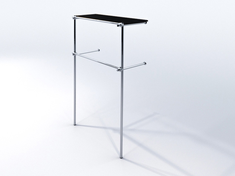 Wieszak sklepowy, dwupoziomowy z półką, chrom