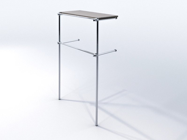 Wieszak sklepowy, dwupoziomowy z półką, chrom