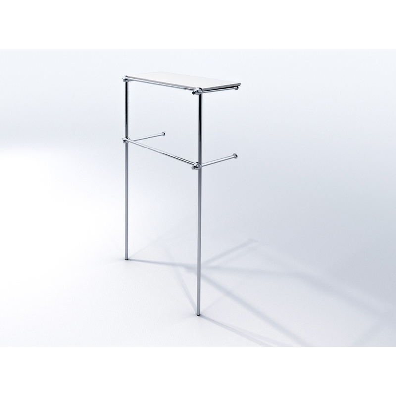 Wieszak sklepowy dwupoziomowy z półką, chrom