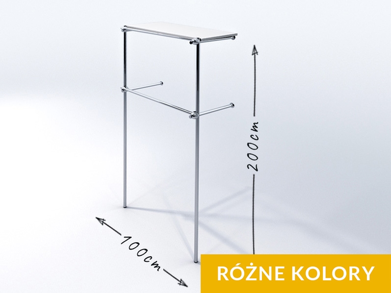 Wieszak sklepowy dwupoziomowy z półką, chrom