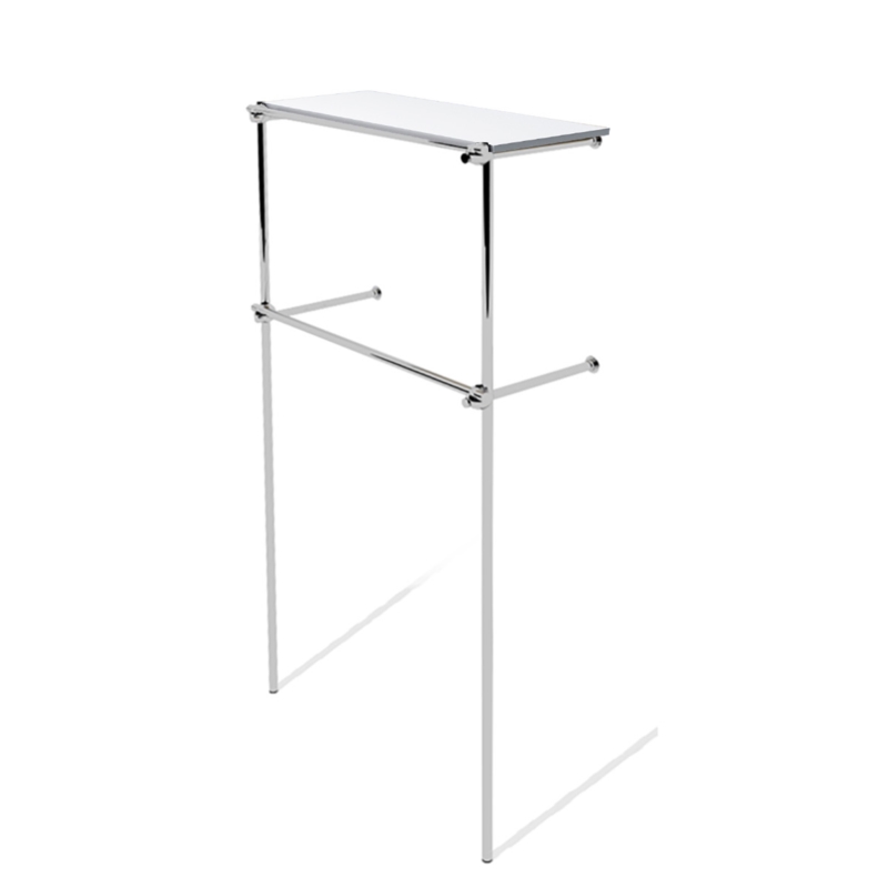 Wieszak sklepowy dwupoziomowy z półką, chrom