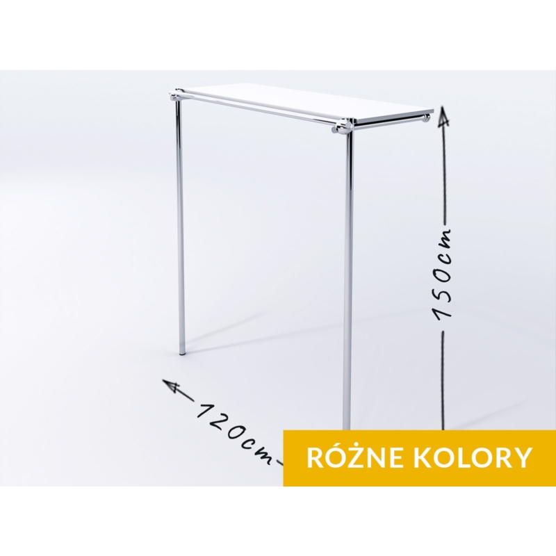Wieszak sklepowy na odzież, z półką, chrom