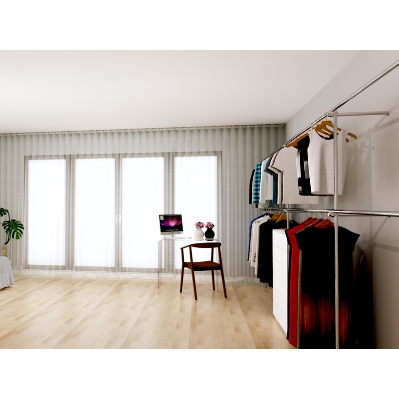 Wieszak odzieżowy stojak sklepowy podwójny chrom