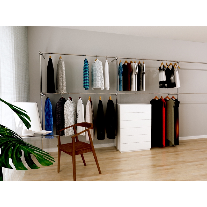 Wieszak odzieżowy stojak sklepowy podwójny chrom