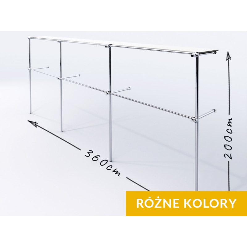 Wieszak odzieżowy, sklepowy, z półką górną, chrom