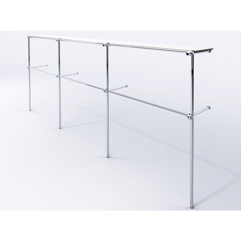 Wieszak odzieżowy, sklepowy, z półką górną, chrom