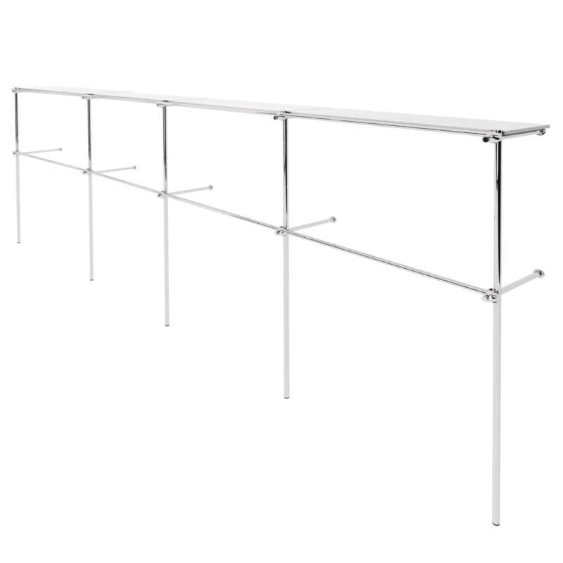 Wieszak odzieżowy, sklepowy, z półką górną, chrom