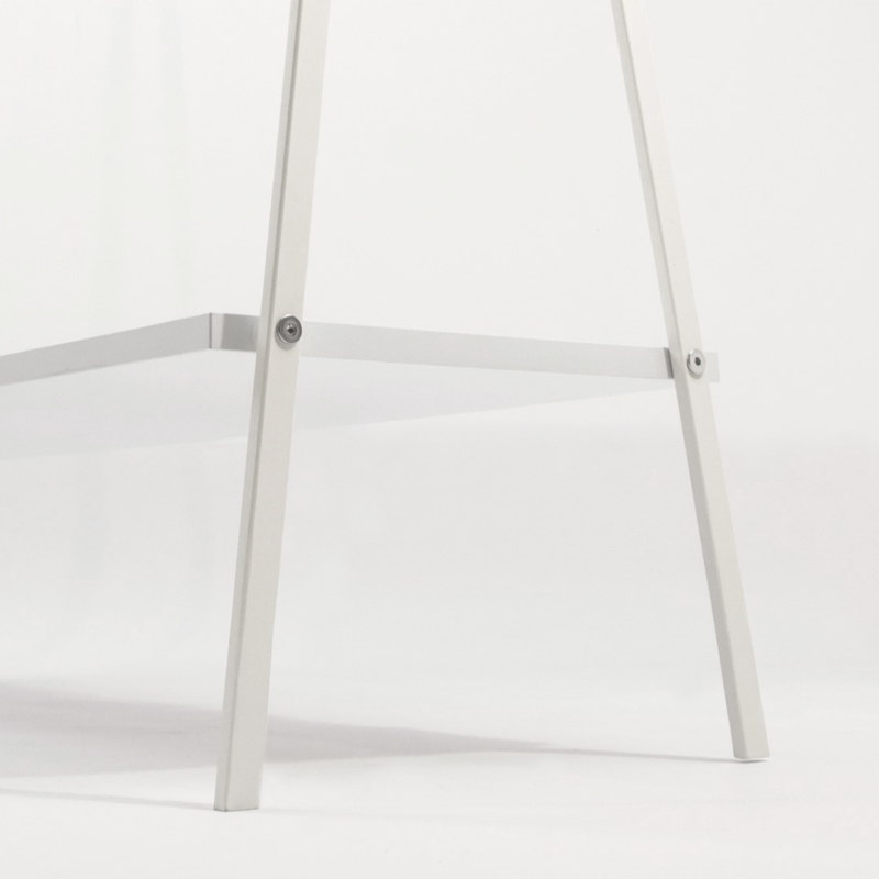 Stender biały sklepowy na odzież z półką