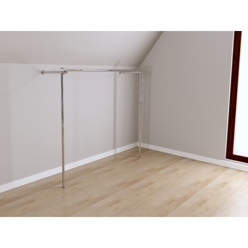 Wieszak sklepowy na odzież, z półką, chrom