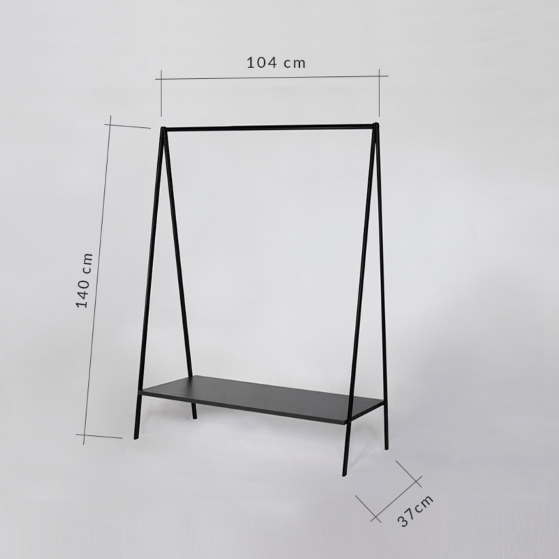 Stender złoty sklepowy na odzież z półką