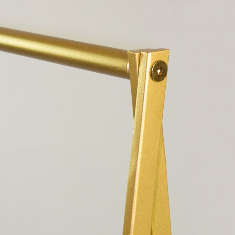 Stender złoty sklepowy na odzież z półką