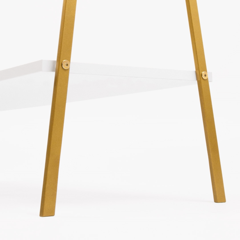 Stender złoty sklepowy na odzież z półką