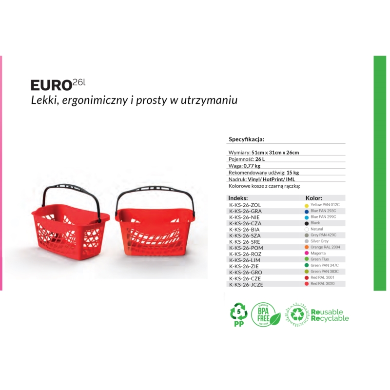 EURO BASKET koszyk sklepowy 26L granatowy