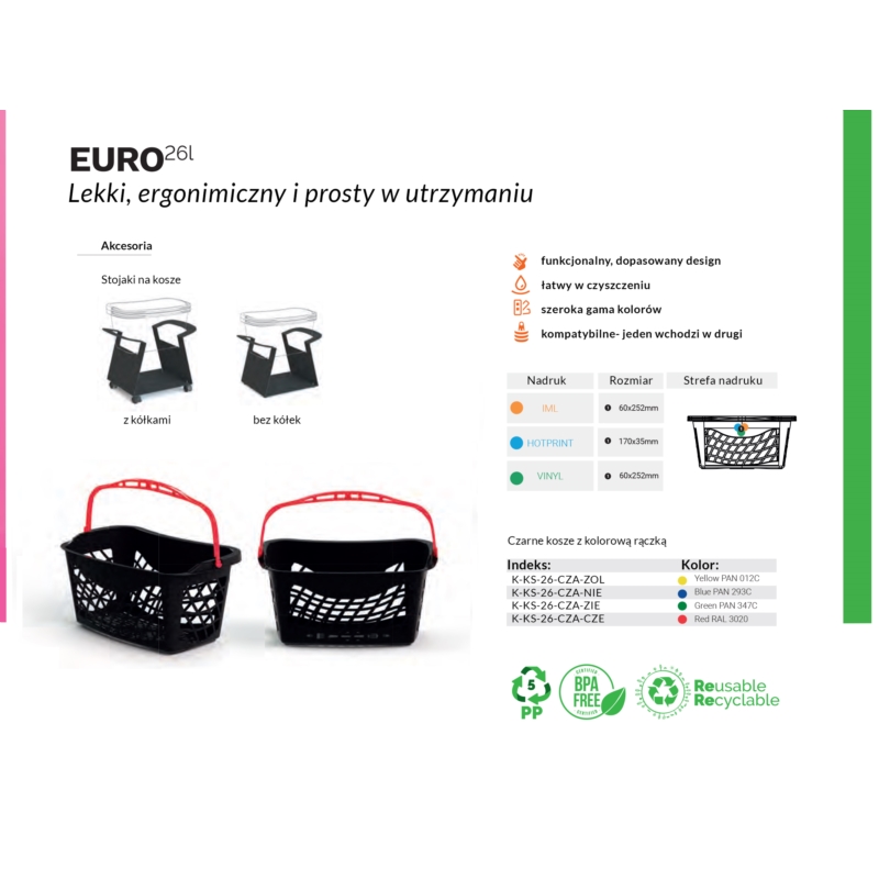 EURO BASKET koszyk sklepowy 26L granatowy