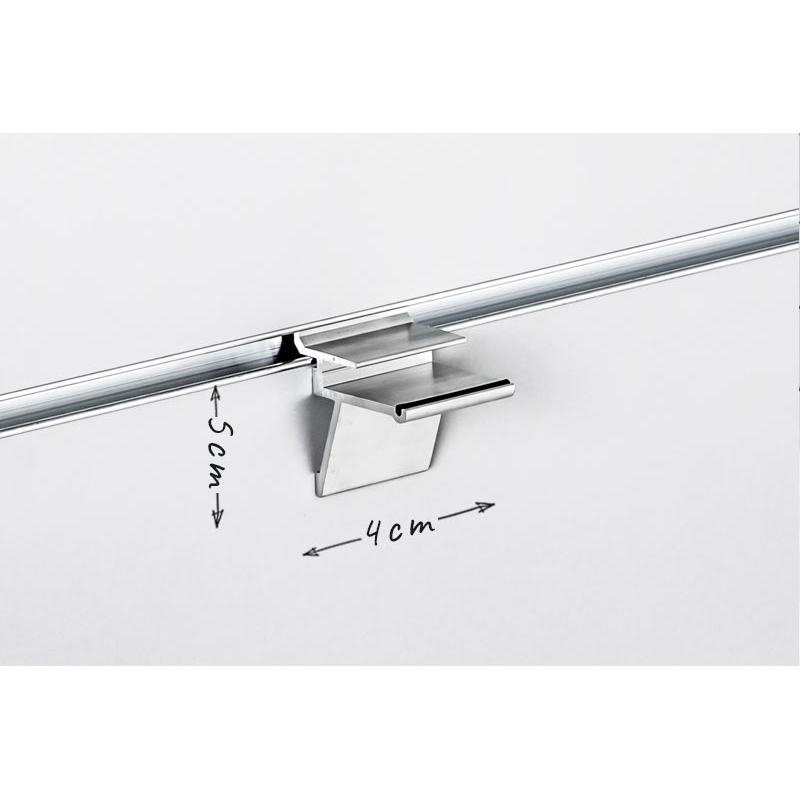 Wspornik pod półkę szklaną 8mm, surowe aluminium