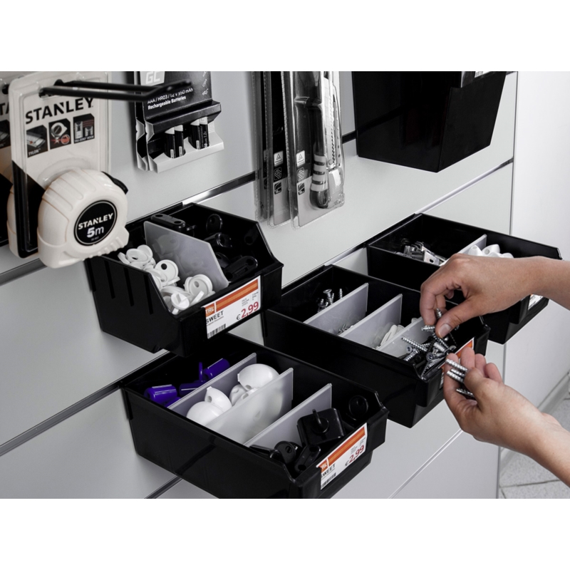 Pojemnik TOP niski Slatwall 14x12x8cm czarny