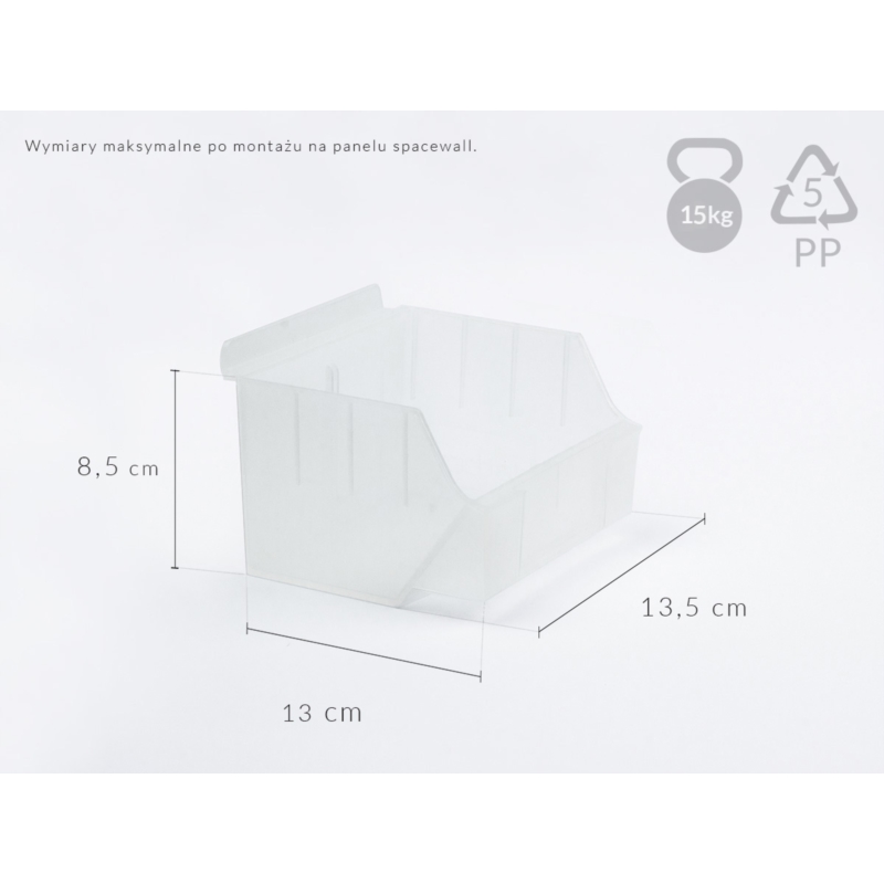 Pojemnik TOP niski Slatwall 14x12x8cm bezbarwny