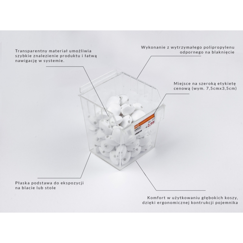 Pojemnik TOP wysoki 15x15x18cm krystaliczny