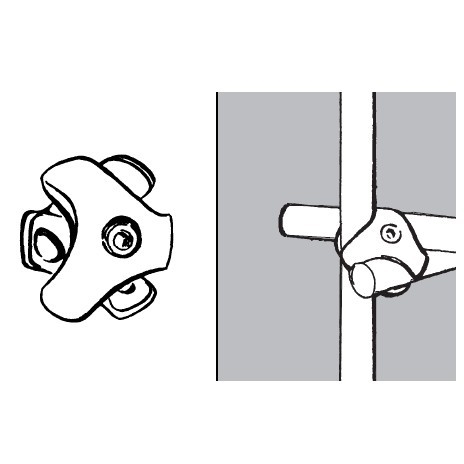 Złącze trzykierunkowe, prawe, fi 25mm, chrom