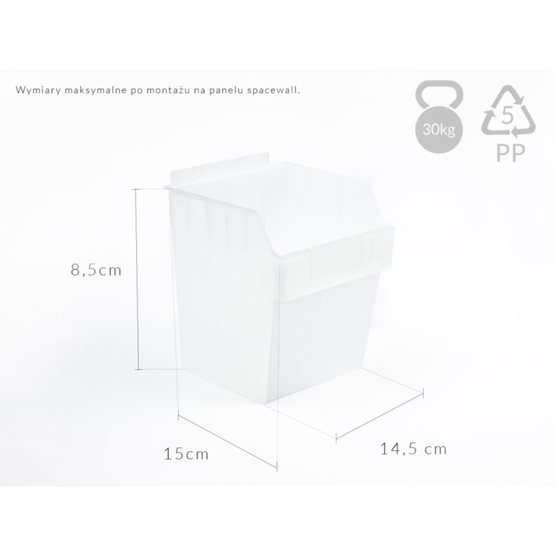 Pojemnik TOP wysoki 15x15x18cm bezbarwny mleczny