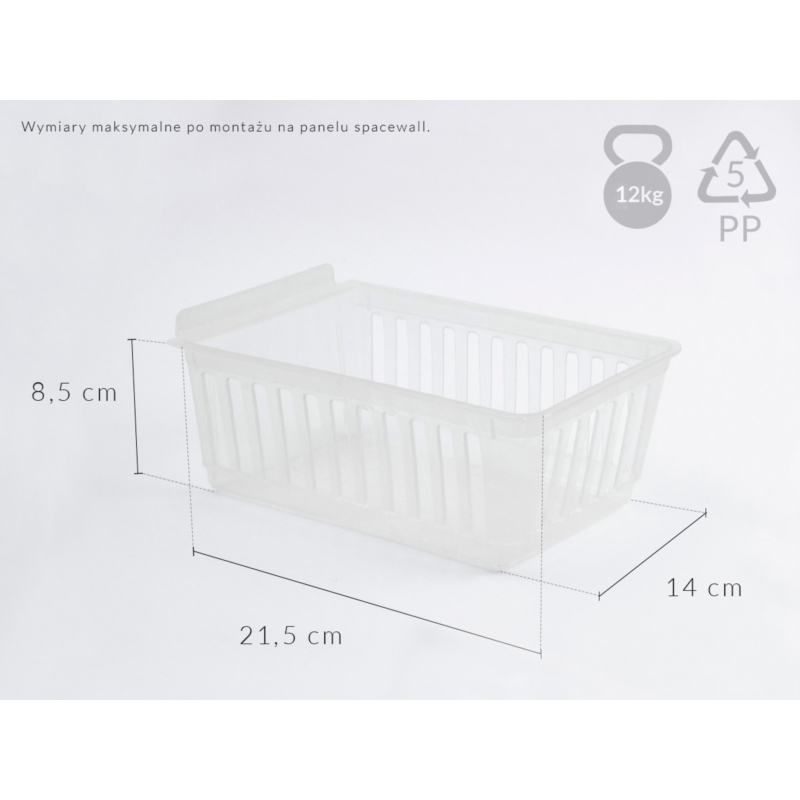 Koszyk Slatwall LONG 14x22x8cm bezbarwny mleczny